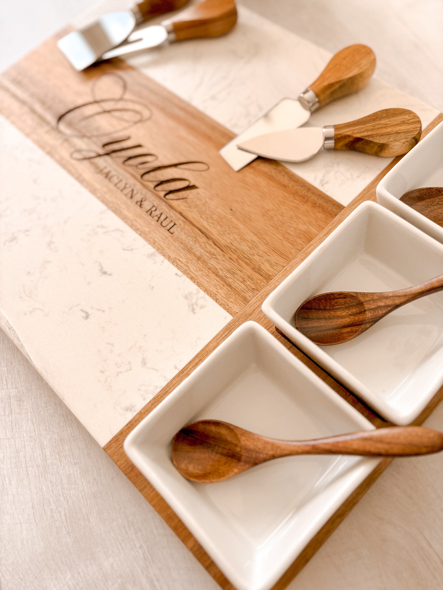 Marble Charcuterie Board & Bowls Set