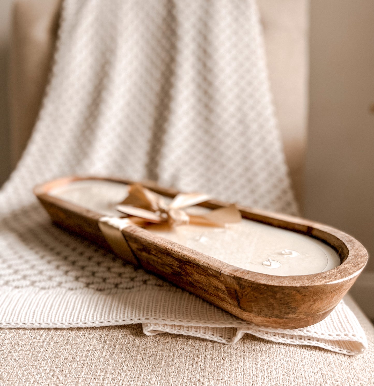 Wooden Dough Bowl Candle