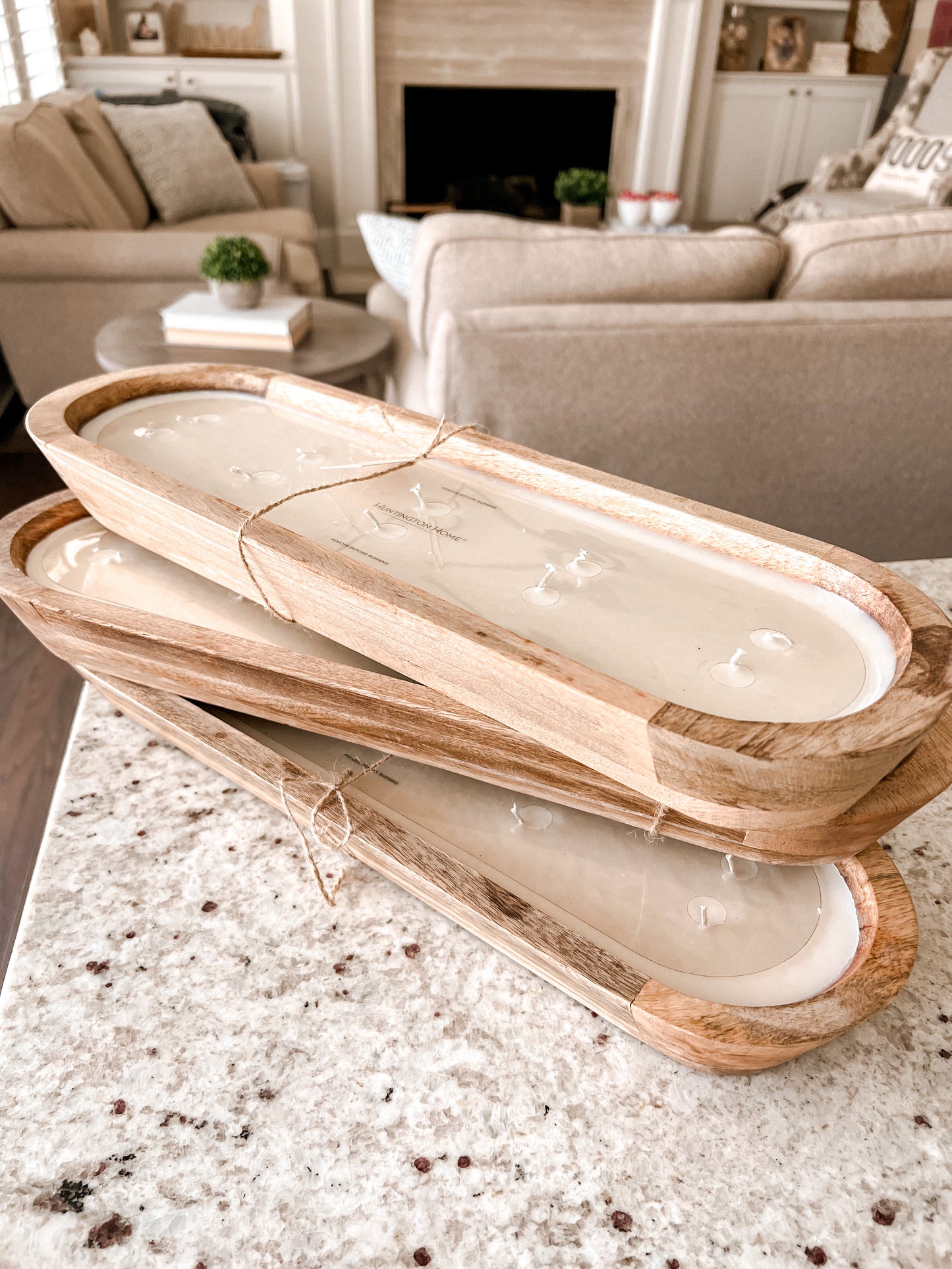 Wooden Dough Bowl Candle