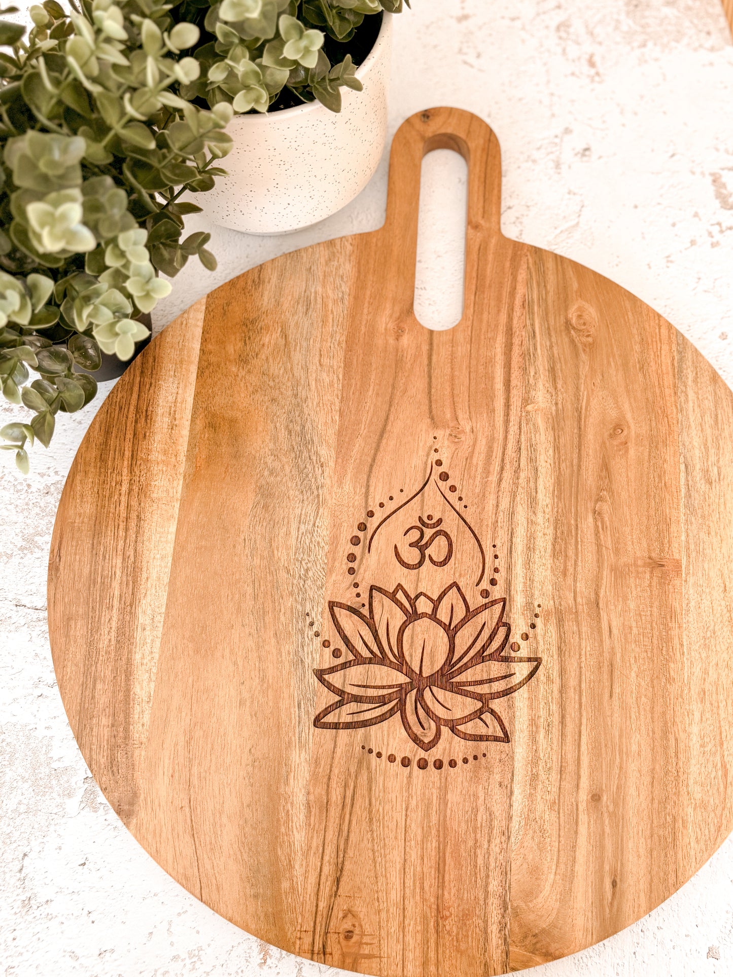 Om Lotus Flower Round Board