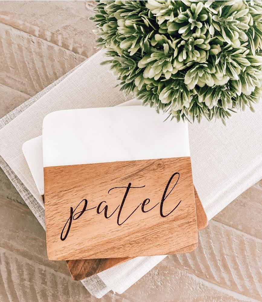 Custom Marble & Acacia Wood Coasters