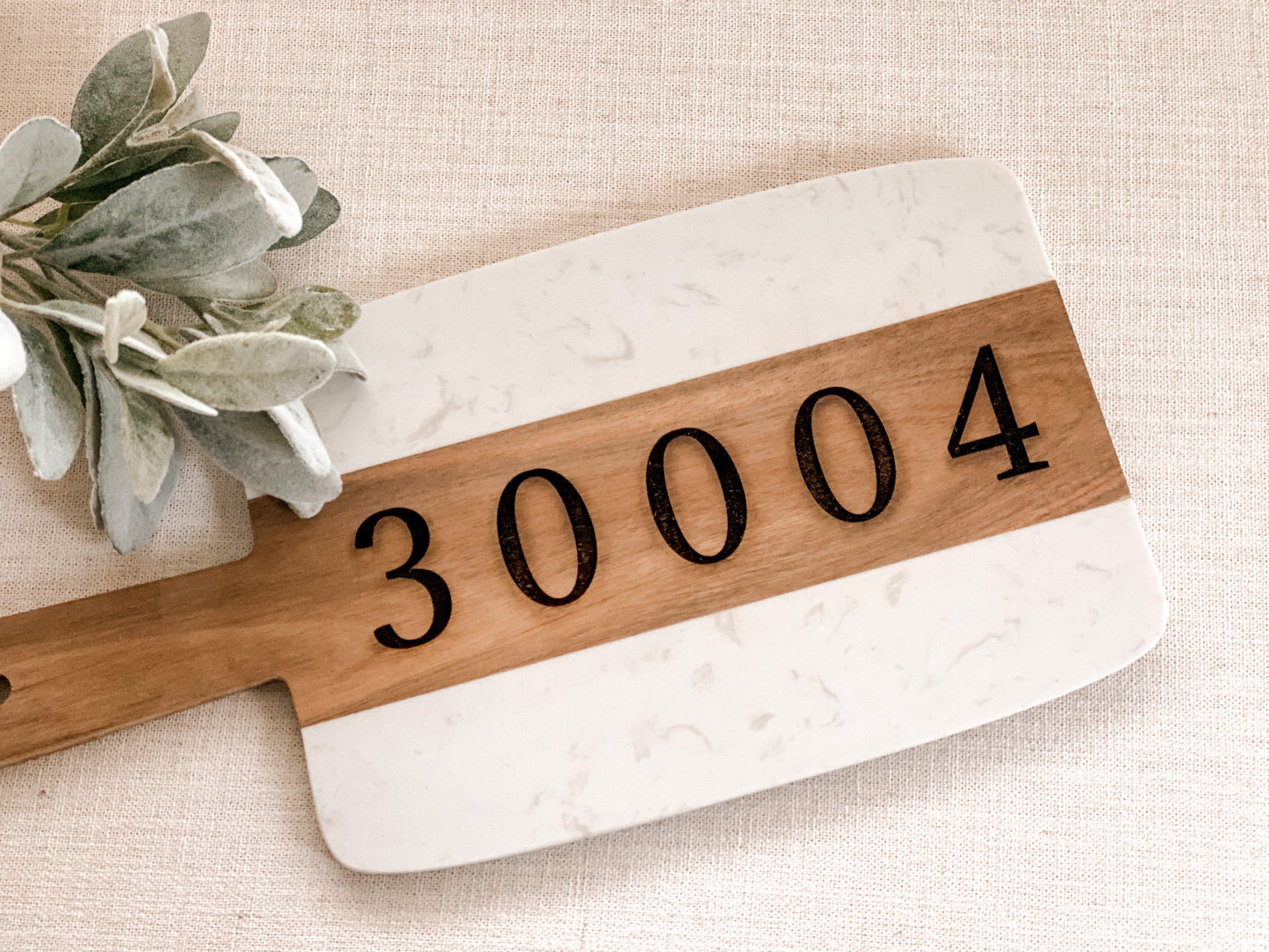 Zip Code Marble & Acacia Wood Board