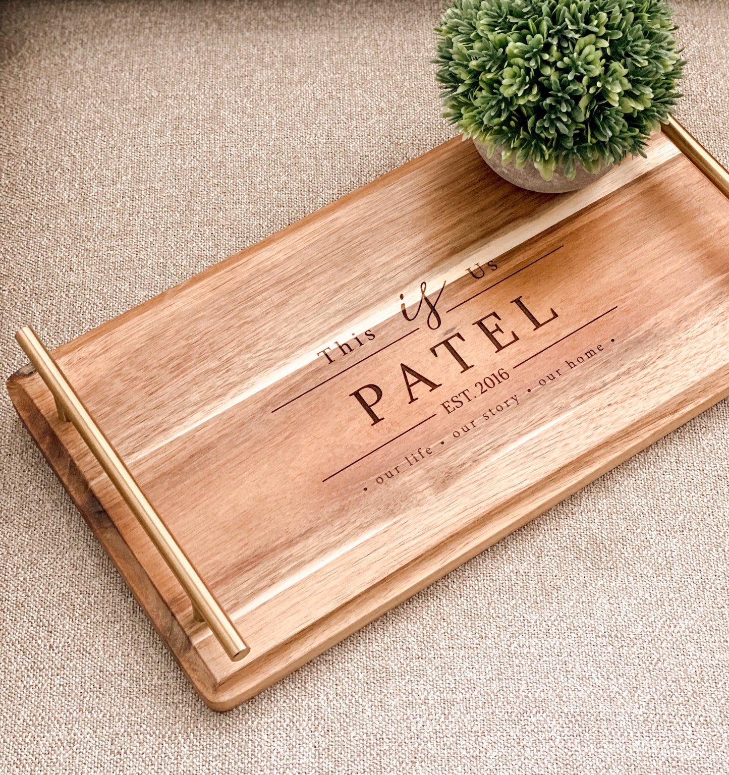 Wooden Serving Tray with Handles