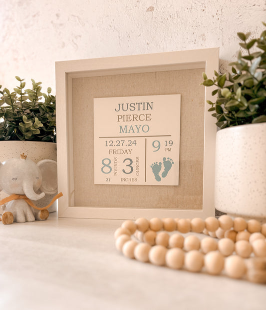 Baby Stats Keepsake Frame - Color