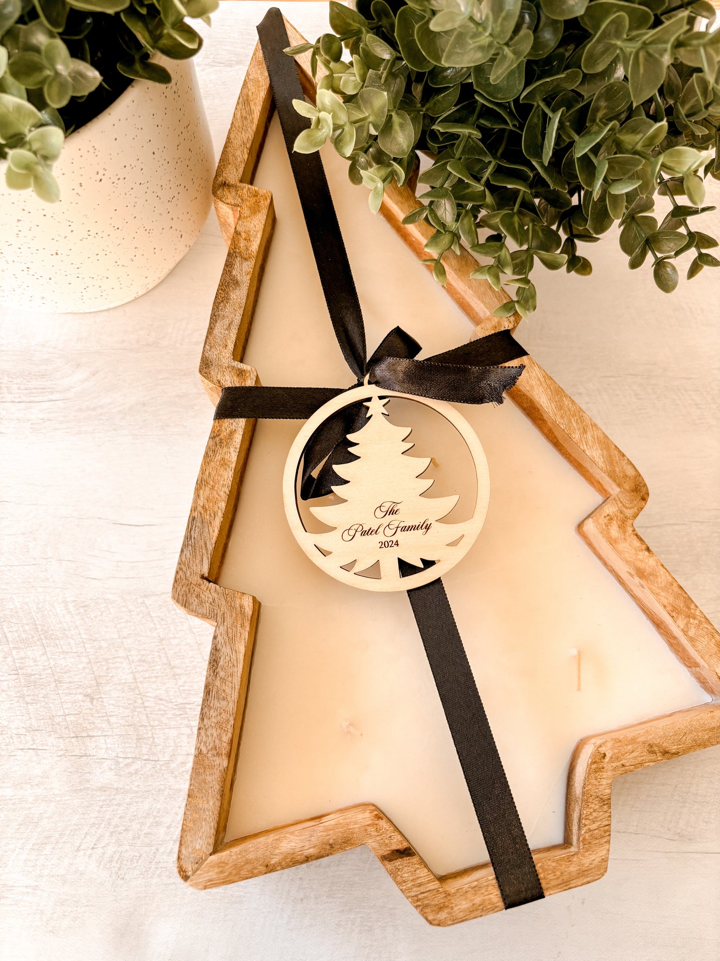 Christmas Tree Candle with Custom Ornament