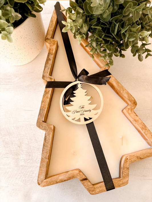 Christmas Tree Candle with Custom Ornament