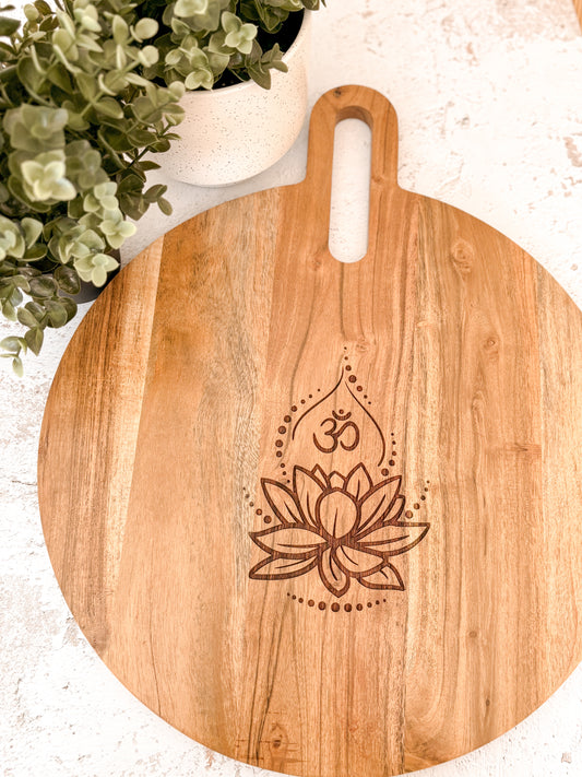 Om Lotus Flower Round Board
