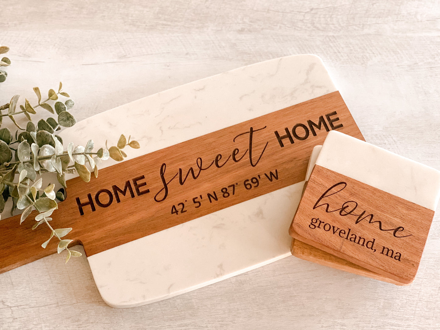Custom Marble & Acacia Board