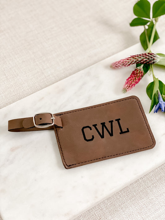 Leatherette Luggage Tag with Initials