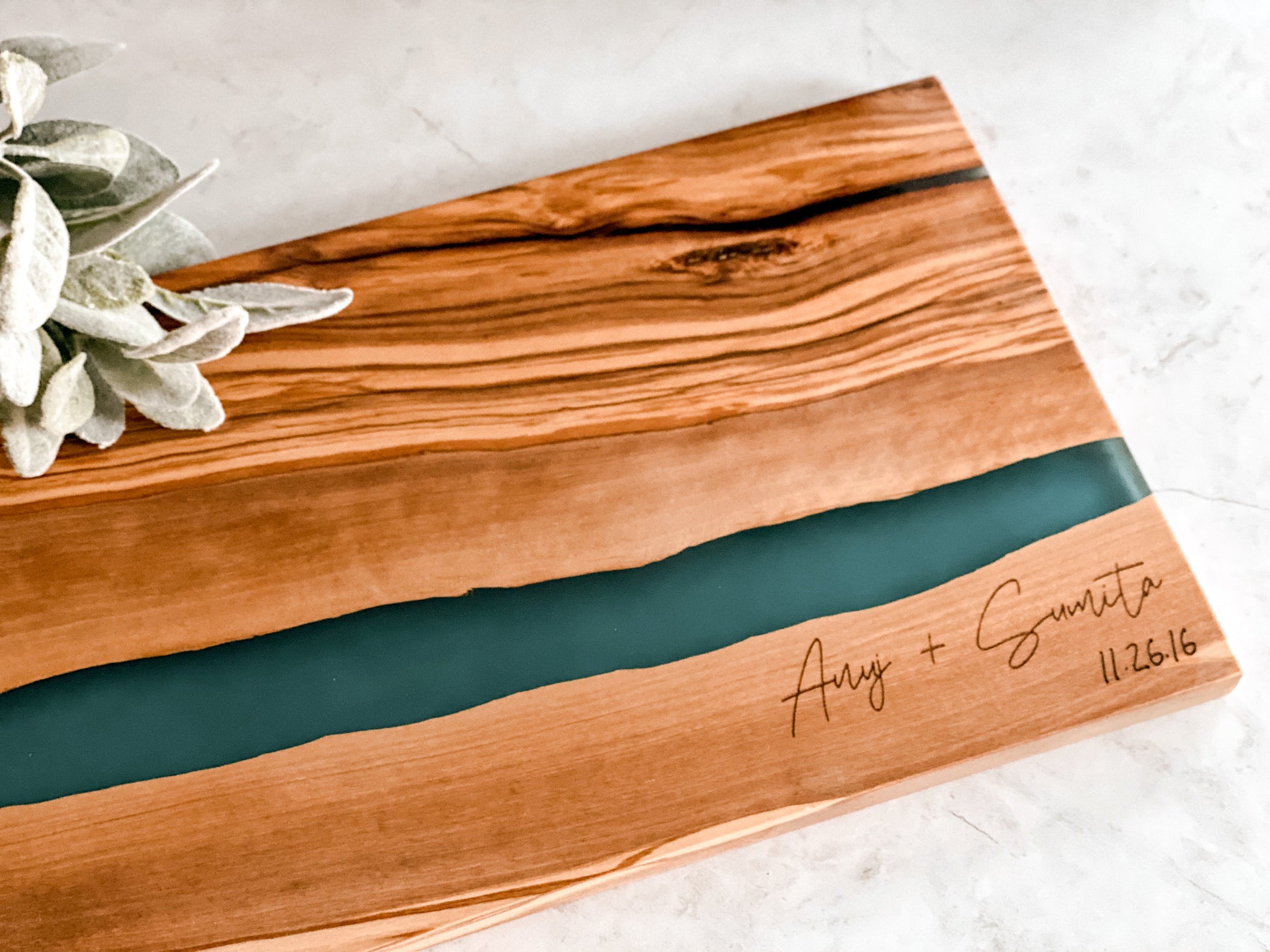 Large Resin Charcuterie Board with Olive Wood | Serves 4-6 People