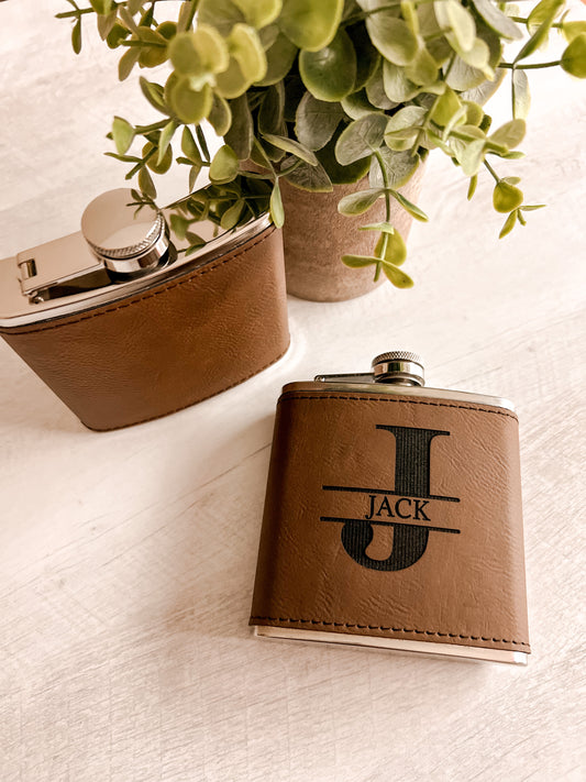 Personalized Leather Flask