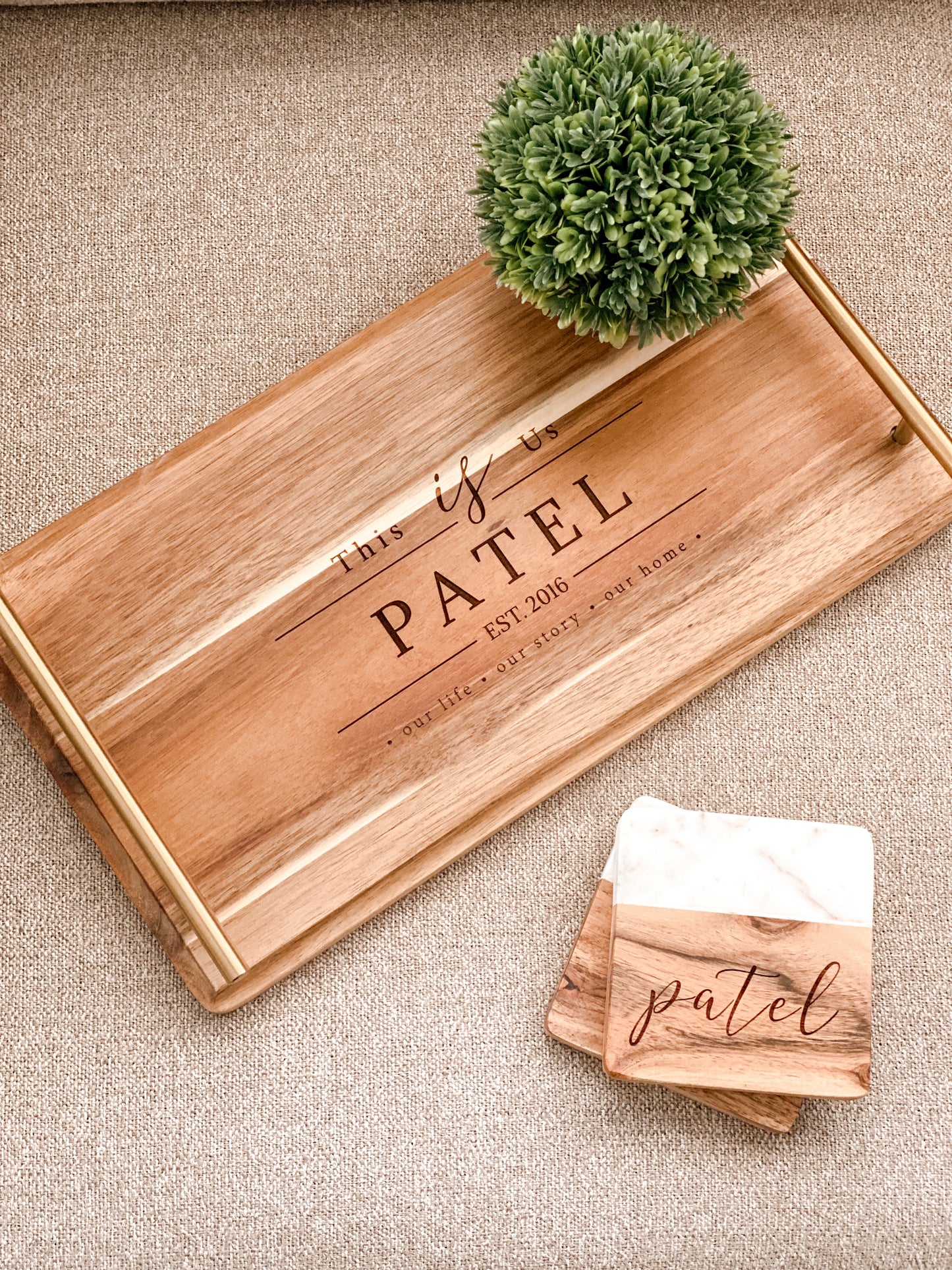 Wooden Serving Tray with Handles