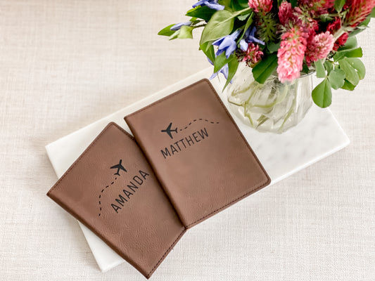 Couple's Leatherette Passport Set