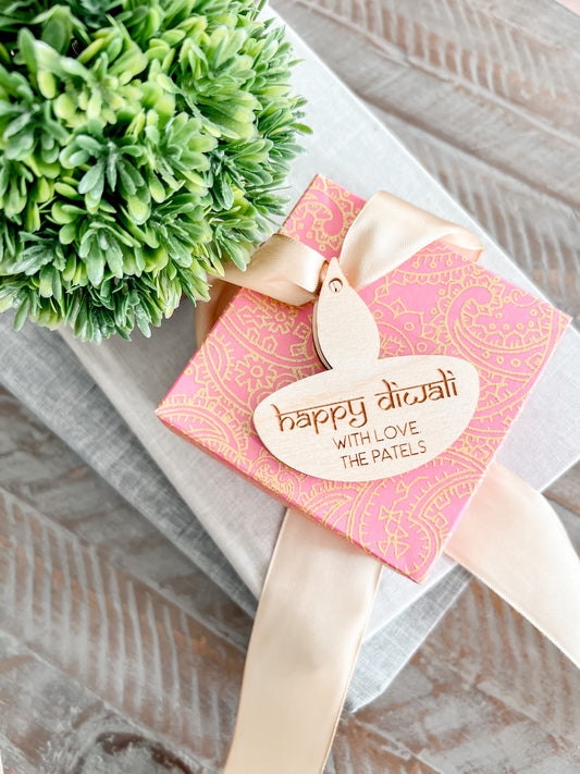 Diwali Gift Tag Diya Shape with Name