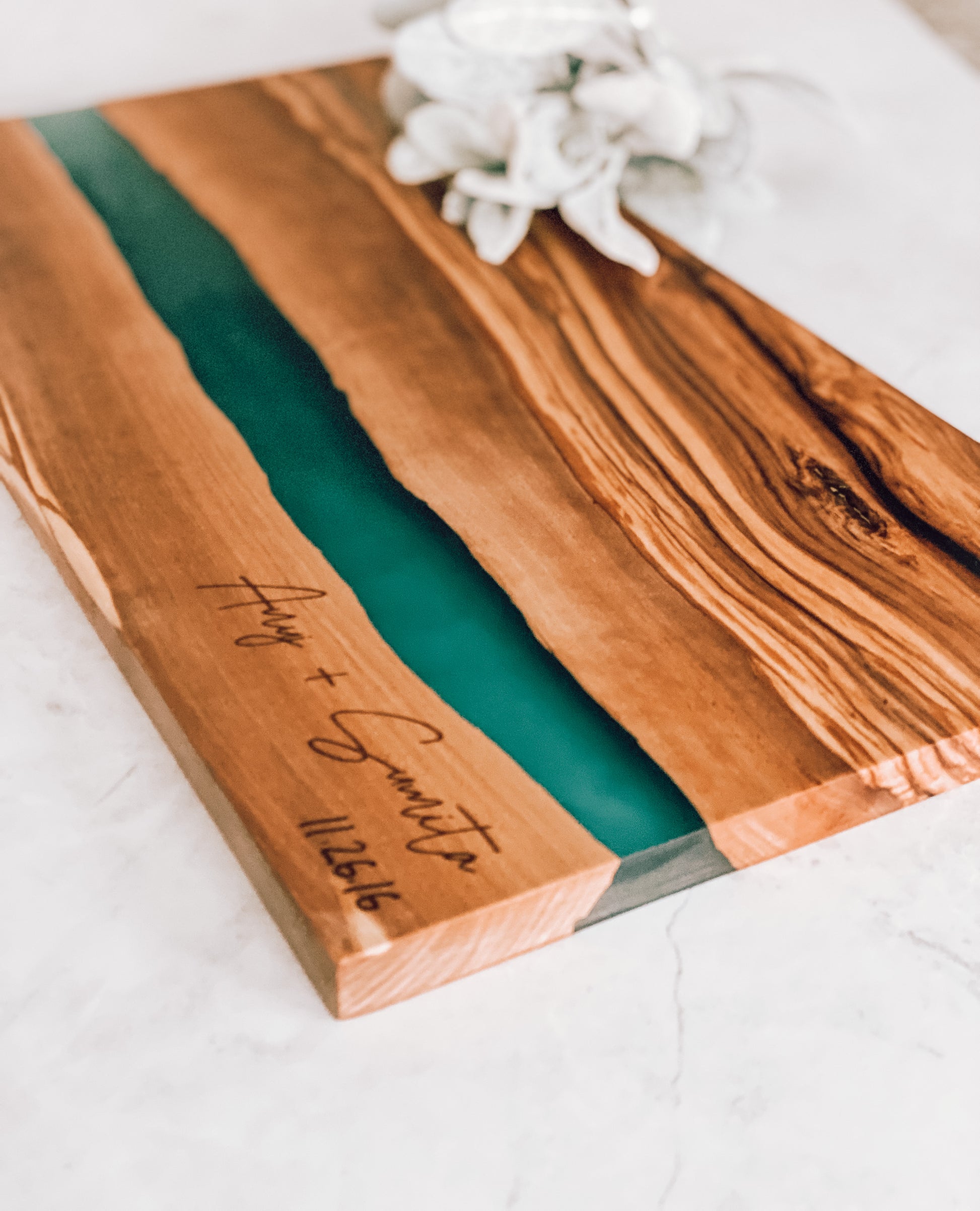 Olive Wood + Resin Charcuterie Board