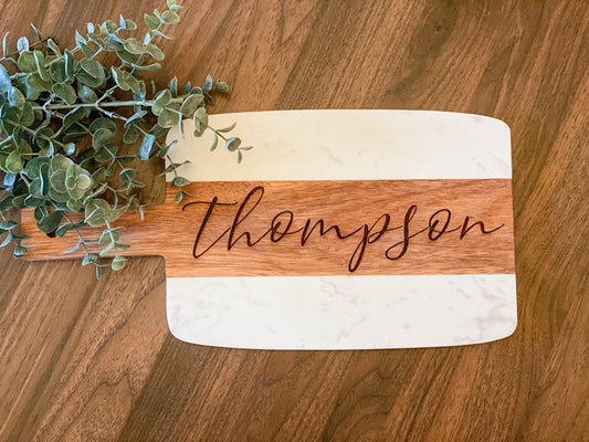 Custom Marble & Acacia Board